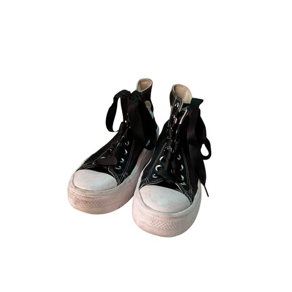 Converse Chuck Taylor All Star Lift‎ Platform Bows Satin Black Size 9 EUC - Picture 1 of 6